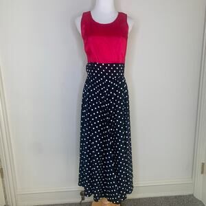 Vintage 90s Polka Dot B&W Pink Bodice Dress Sz 9/10 Small